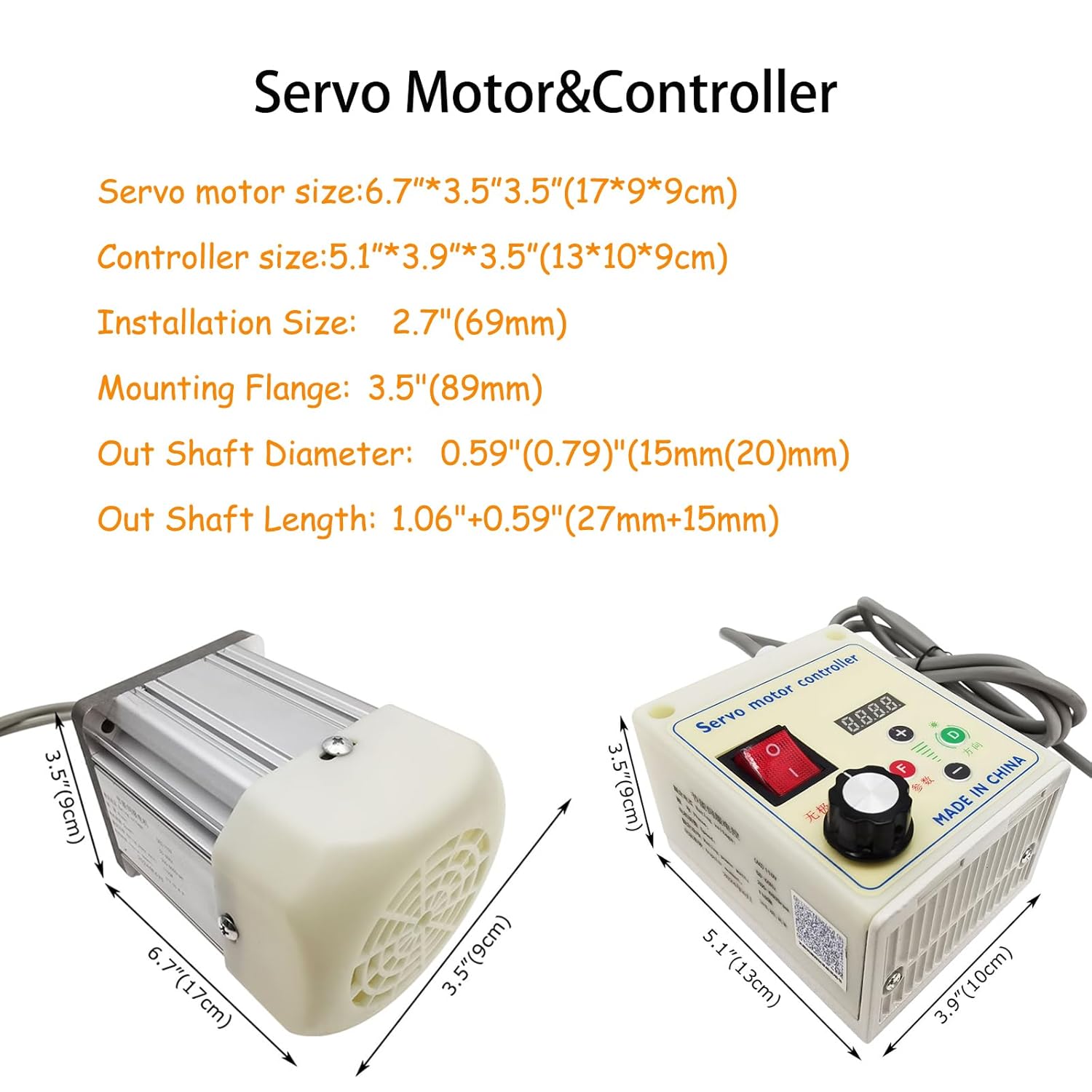 INTBUYING 110V Brushless Servo Motor Set Controller Driver 1100W Brushless Motor with Controller Servo Motor for Woodworking DIY