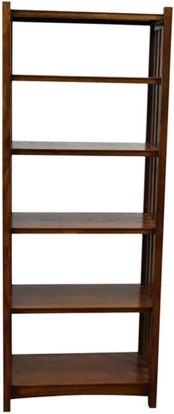 Pemberly Row Traditional Wood Open Bookcase in Walnut Oak Finish