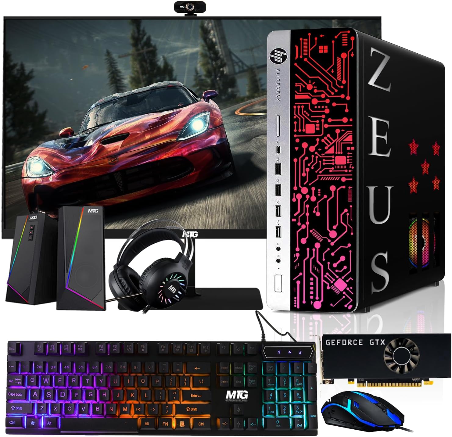 HP G3 Gaming Desktop PC, Intel i7 6th Gen, GTX 1050 TI 4GB GDDR5, 16GB RAM, 1TB SSD + 4TB HDD, 27-inch 165hz Gaming Monitor, RGB Front Panel 385 Patterns, RGB Kit, Windows 11 Pro (Renewed)