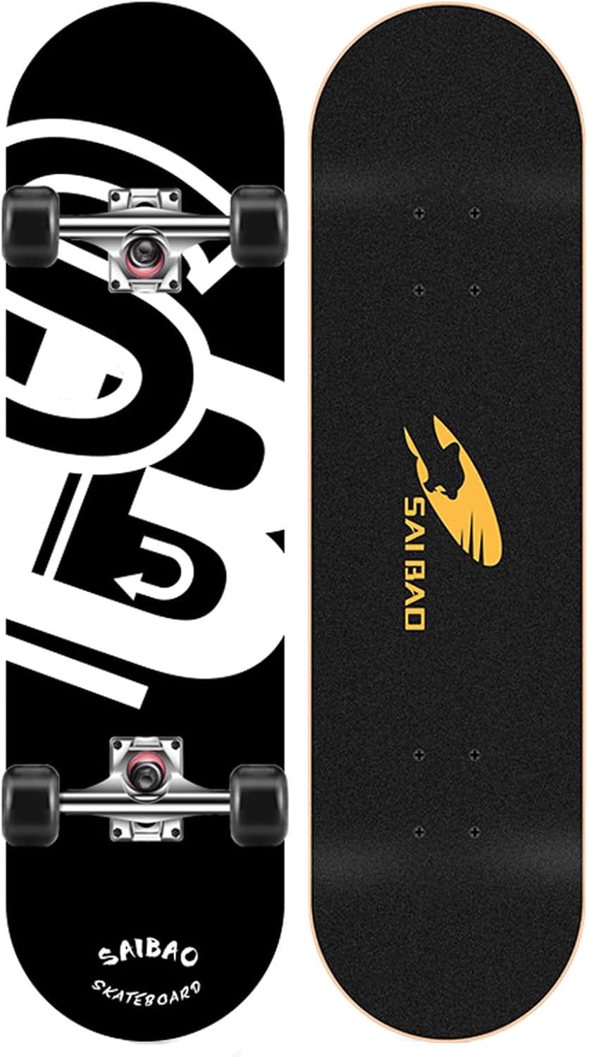 Skateboard - 31Inch Standard Skateboards for Kids Boys Girls Youths Beginners Starter, 7 Layer Maple Double Kick Concave Skateboard