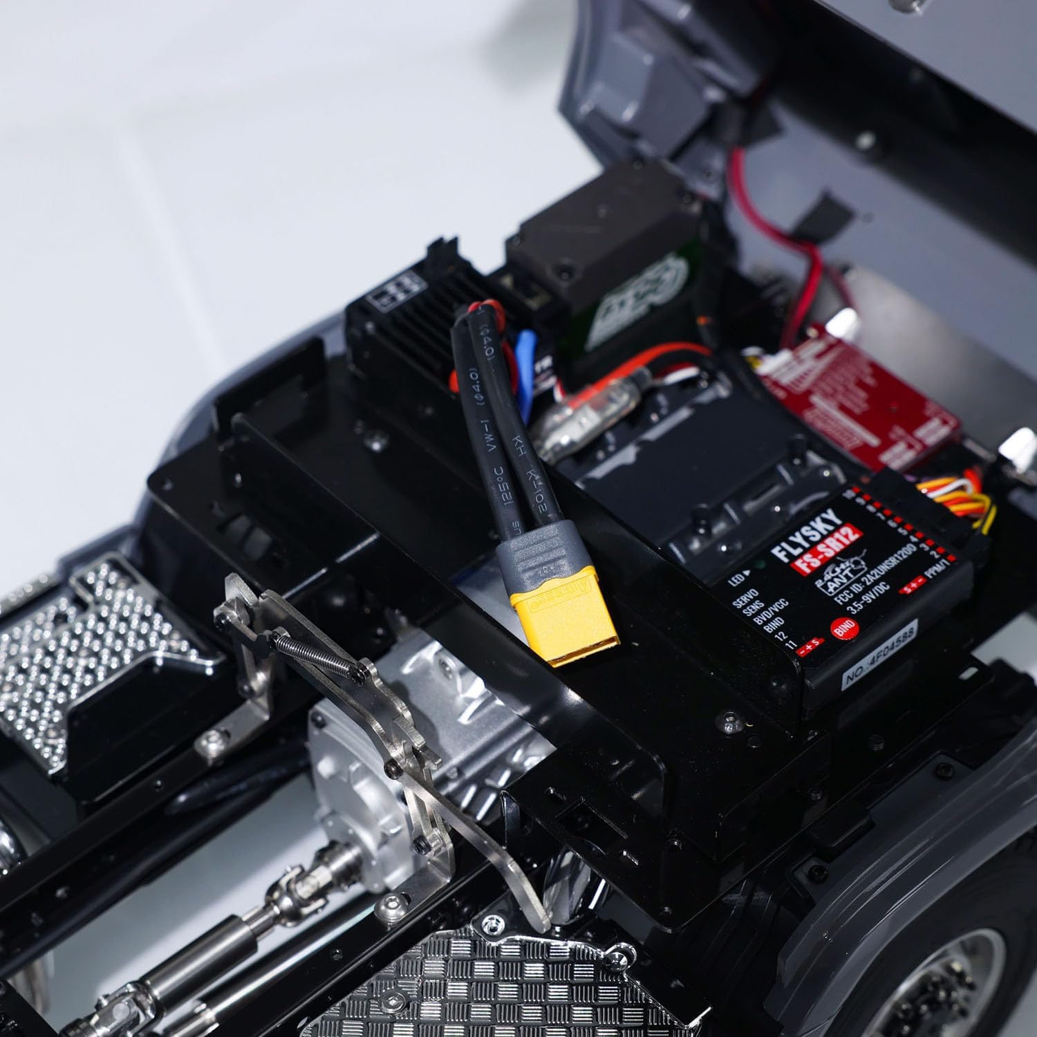 1/14 6X6 RC Tractor Truck Metal Chassis Differential Lock Axles Light Sound System Remote Control Car 2-Speed Transmission Hobby Grade Model(Grey)