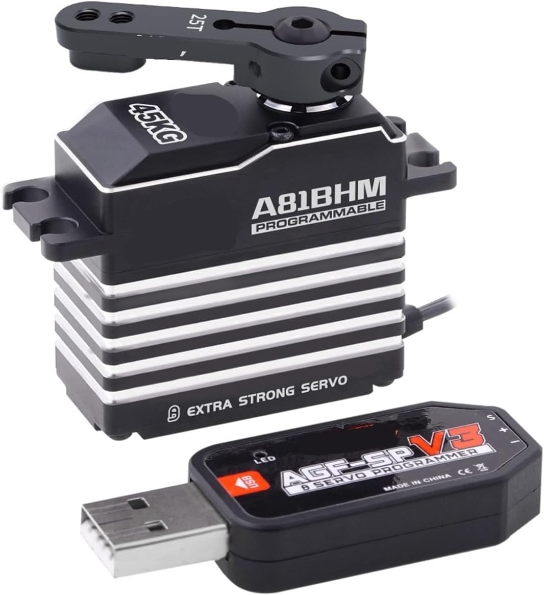Programmable A81BHM Steel Gear 45KG Torque High Speed ​​Brushless Servo for 1/8 Scale(A81BHM 45kg Set1)