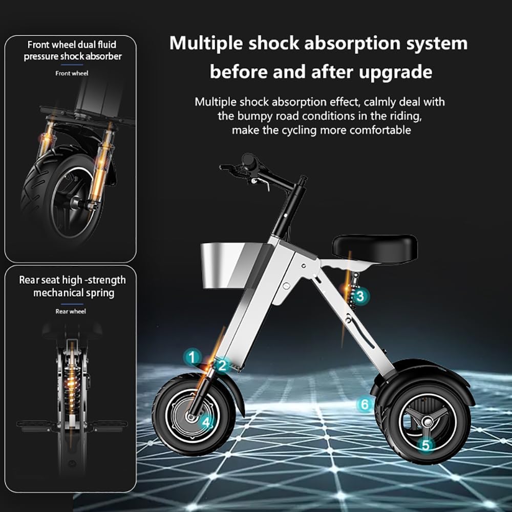 Foldable Mobility Scooter for Adults Small and Lightweight with Seat 3-Wheel Electric Scooter, Super Convenient Mobility Scooter Suitable for Commuting and Travel Can be Placed in Car Trunk