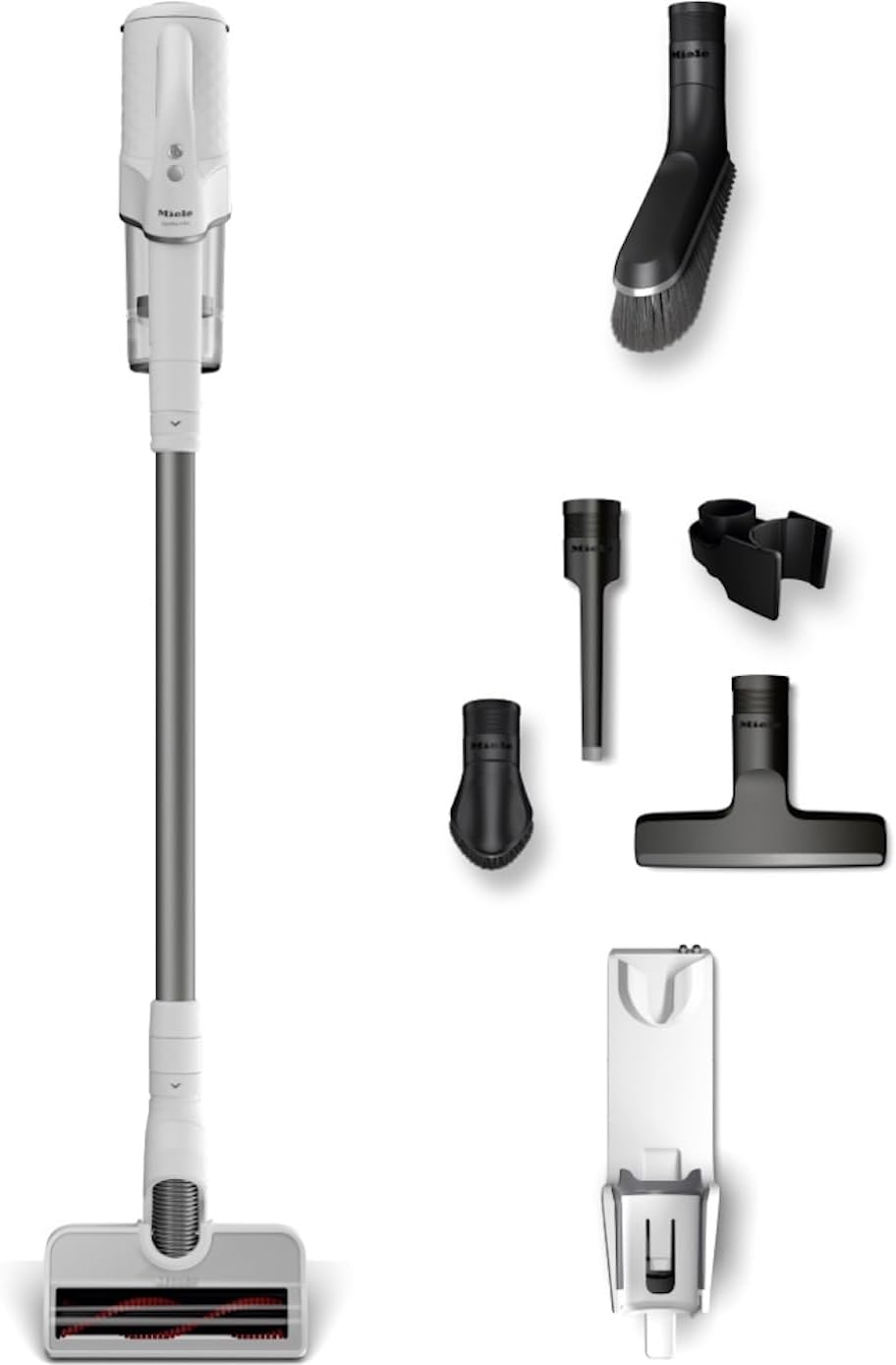 Miele Duoflex Extra Vacuum Cleaner, Cordless and Bagless Multi-Use, Multi-Floor Flexible Stick Vacuum with 2 Attachable Brushes, in Brilliant White / Space Grey