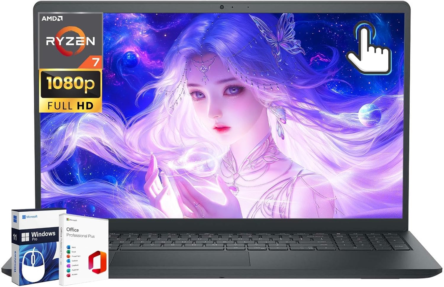 Dell Inspiron 15 3535 Touchscreen Laptop Computer - Office Lifetime, 15.6 Inch FHD LED-Backlit Display, AMD Ryzen 7 7730U, 64 GB RAM, 2 TB SSD, Business & Students, Windows 11 Pro, w/Accessories