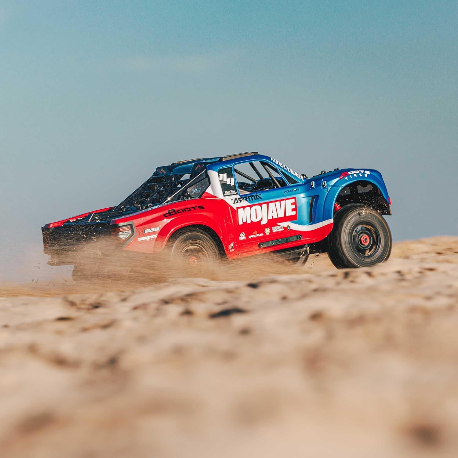 ARRMA Mojave RC Truck 4X4 4S BLX 1/8th Scale Desert Truck RTR (Battery and Charger Not Included) Blue/Red ARA4404T2