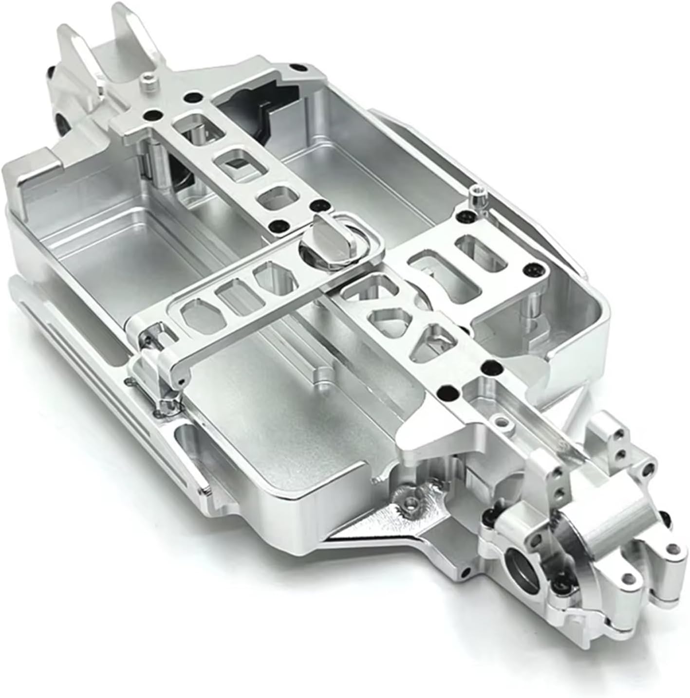 RC Spare Part Compatible with MJX 16207 16208 16209 16210 H16 M162 1/16 RC Car Upgraded Parts Metal for Chassis Front and Rear Waveboxes(Silver)