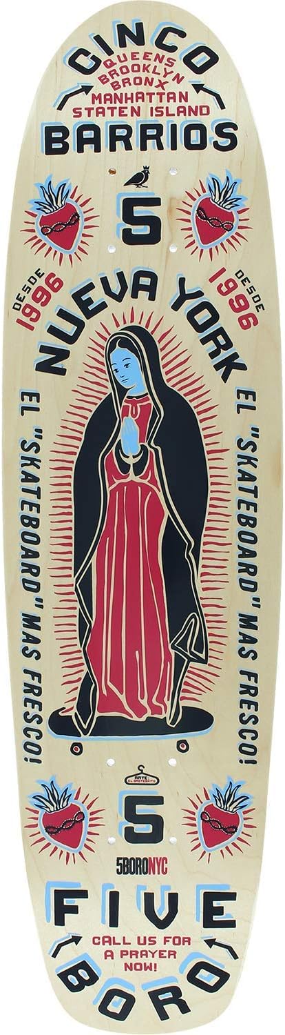 5boro Cinco Barrios Cruiser Skateboard Deck -7.6x29 Natural - Assembled AS Complete Skateboard