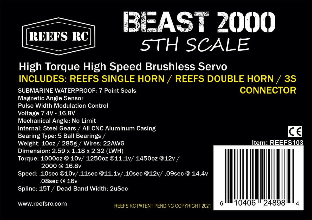 REEFS RC 1/5th Servo Beast 2000 w/Aluminum Horns SEHREEFS103 Servos