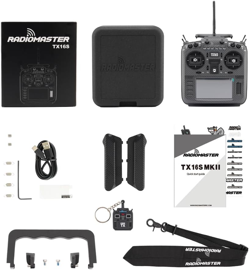 RadioMaster TX16S MKII Carbon Fiber Black 2.4GHz 16CH EdgeTX OpenTX Hall Gimbals Remote Control Radio Transmitter (ELRS)