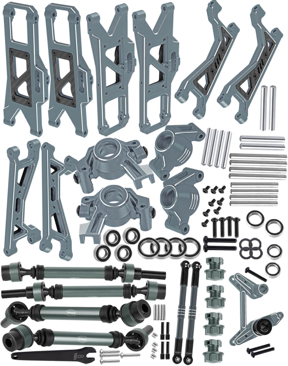 RC Aluminum Suspension Arms&Drive Shaft&Caster Block&Steering Blocks&Rear Stub Axles Carriers&Links Upgrades Part for 1/10 WideMaxx (#89086-4),CVD Driveshafts Hops Up,Titanium