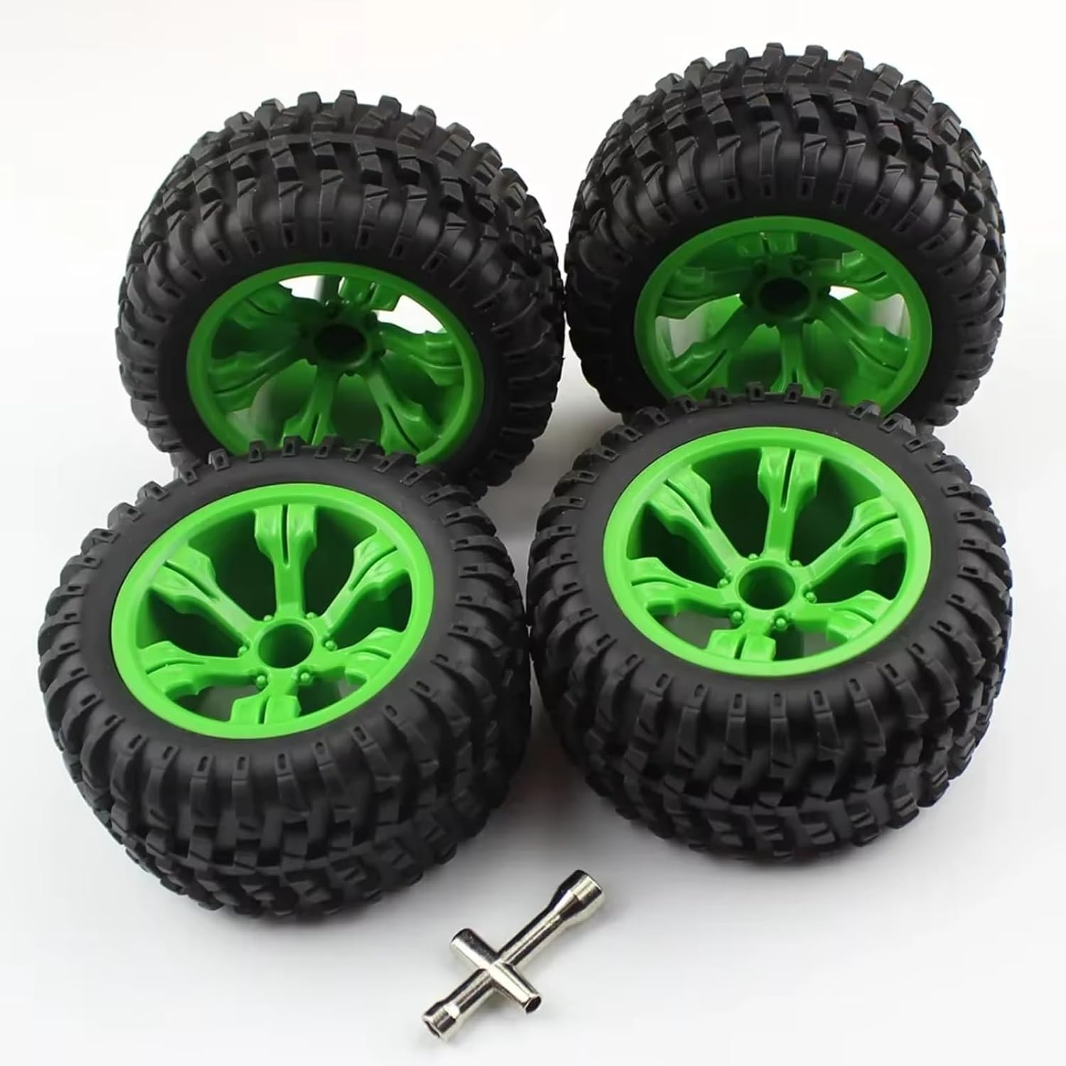 Compatible with WLtoys 12428 12427 1/12 Accessory Parts Off-Road Car Wheel Rims RC Rubber Car Tires RC Car Accessories(Green)