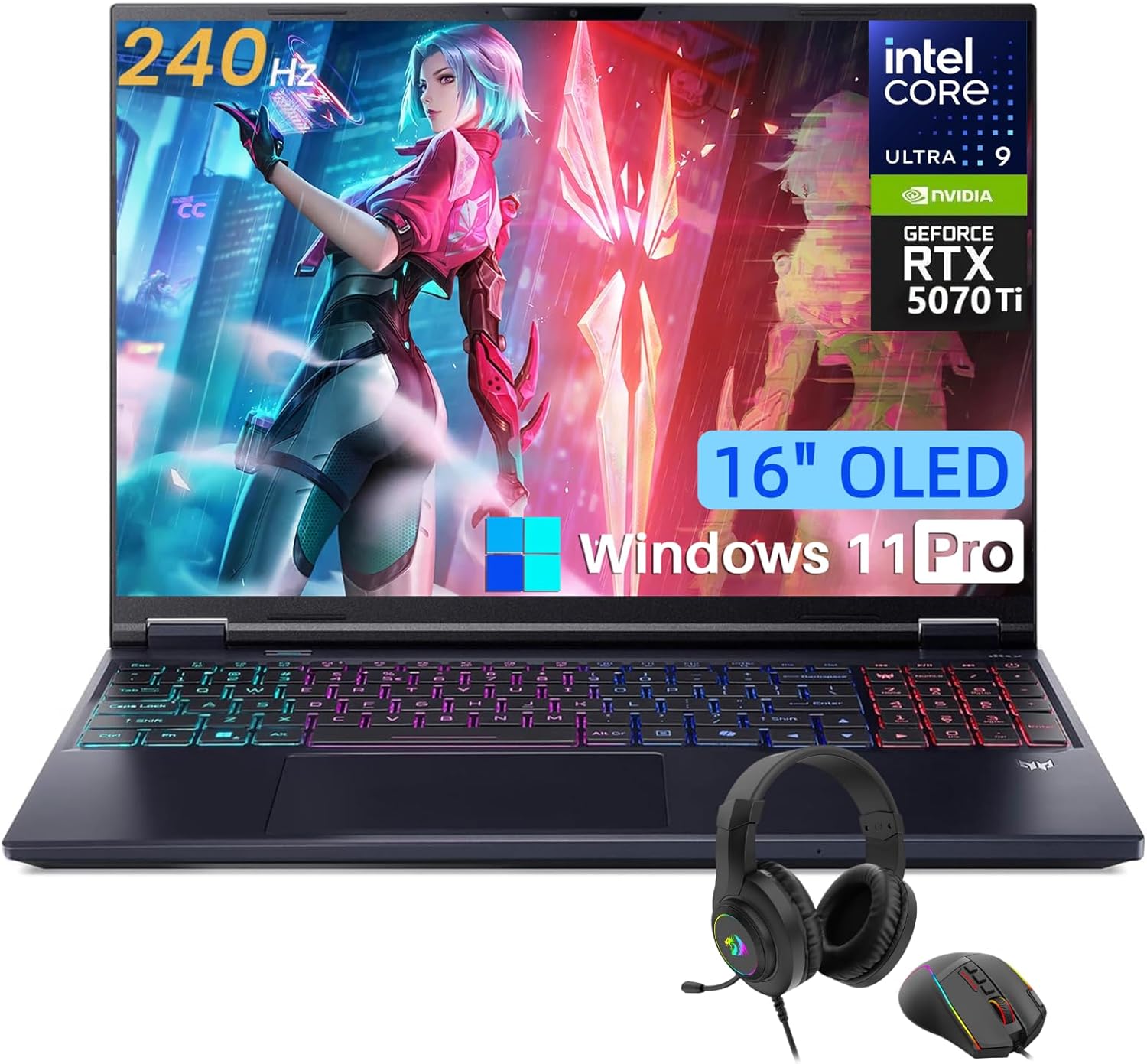 acer Predator Helios Neo 16S AI Gaming Laptop, Intel Core Ultra 9 275HX Up to 13 NPU Tops, GeForce RTX 5070Ti 12GB GDDR7, 16
