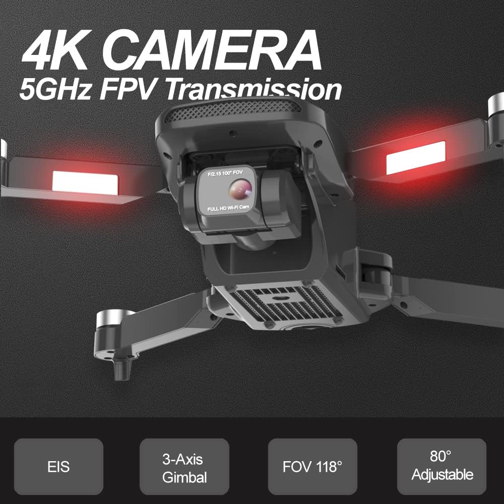 GPS Drone with Camera 4K,3-axis Gimbal, FPV Quadcopter for Adults, Brushless Motor, 60 Mins Flight Time, Supported TF Card,5GHz WiFi Transmission, Follow Me, Auto Return Home