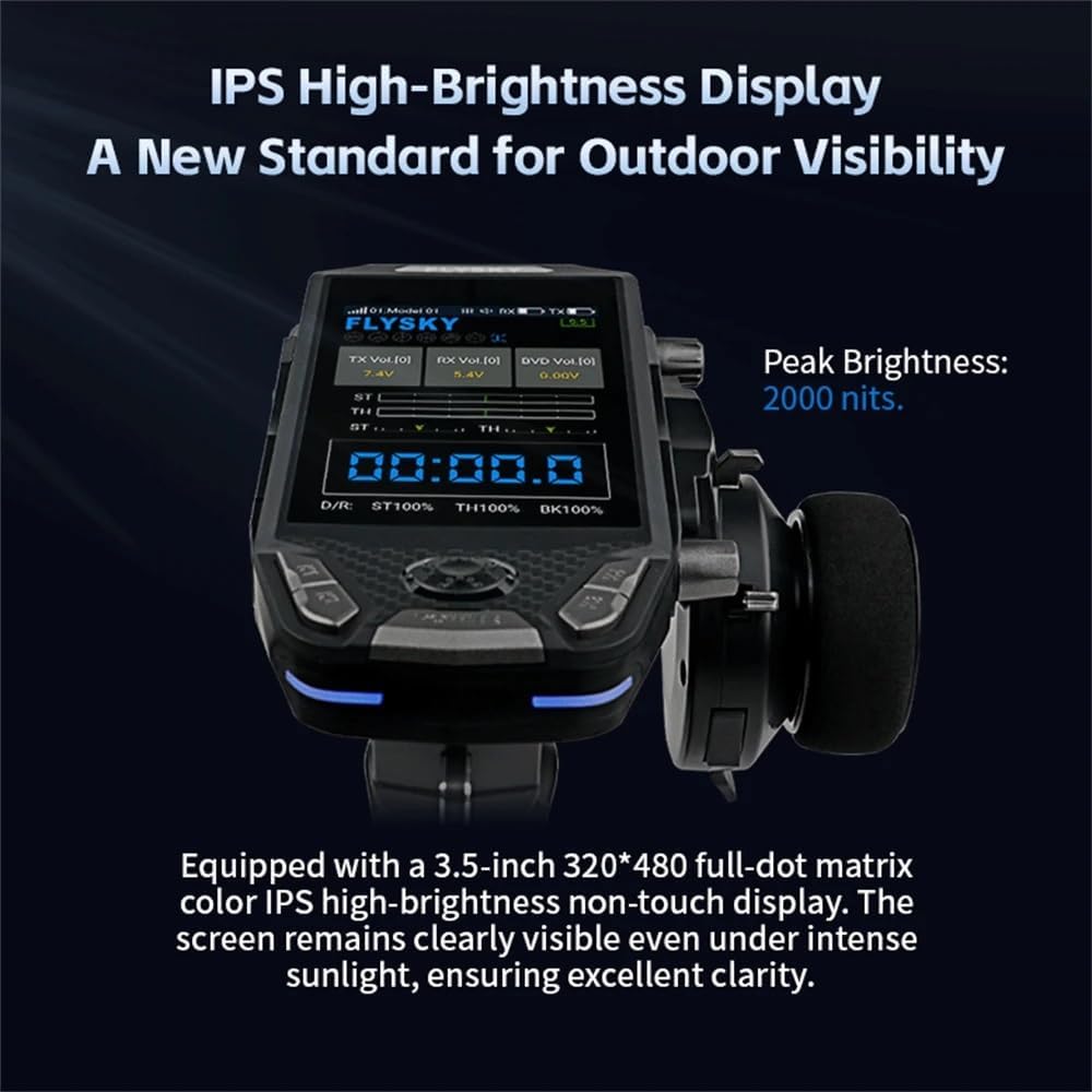 Flysky FS-G11P 2.4GHz 11CH RC Transmitter with Receiver FS-R11P, ANT Protocol 3.5 inch IPS High-Brightness Display Radio Transmitter Built-in Omni-Directional Dual