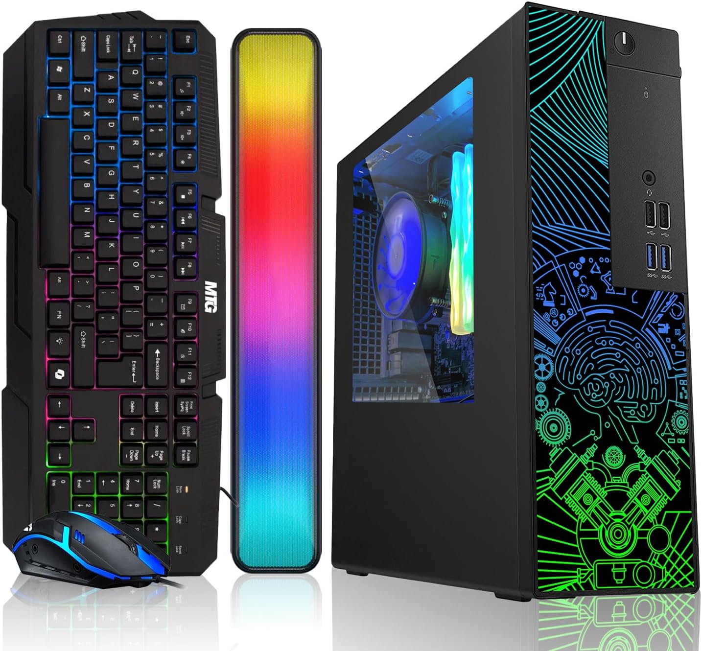 TechMagnet RGB Desktop Computer PC - Intel Core i5, 16GB ARGB RAM, 512GB SSD, RGB Keyboard with AI-Enabled Copilot Key Mouse and RGB Soundbar Windows 11 (Renewed)