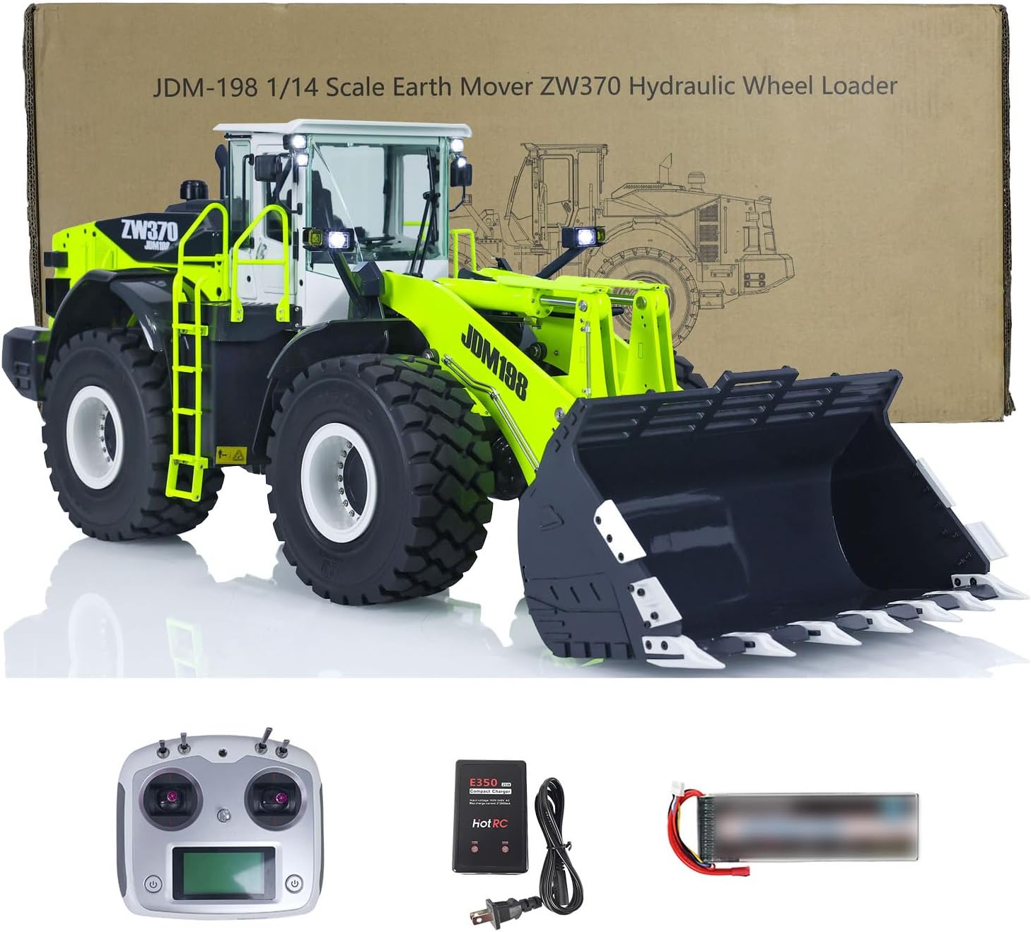 JDM 1/14 RC Hydraulic Loaders JDM-198 Assembled for ZW370 Radio Control Engineer Car Models I6S Radio Controller 2-Speed Transmission Charger Battery Hobby Grade Model