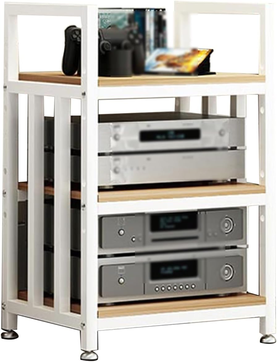 YLQFGUVWK 3 Tier Furniture Media Stand DVD CD Player Stand Audio Stand with Height Adjustable Wooden Boards for Home/Office/Audio Video (Color : White