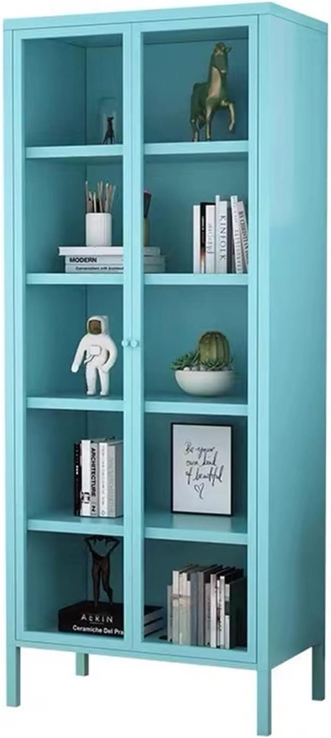 SERUMY Bookshelf for Bedroom Bookcase Locker Children's Bookshelf with Glass Door Display Cabinet Living Room Locker Storage Cabinet Bookcase/Bookshelves