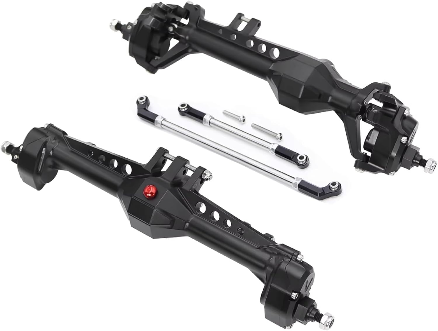 RC Car Parts Compatible with Vanquish VS4-10 for Phoenix 1/10 RC Crawler Car Upgrade Parts Aluminum Front Rear Portal Axle Complete Set(Black,1set)