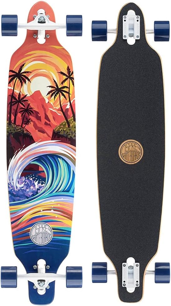 Osprey Twin Tip Longboard 39 inch Canadian Maple Deck, Complete Skateboard, for Adults, Kids and Beginners, Multiple Colours