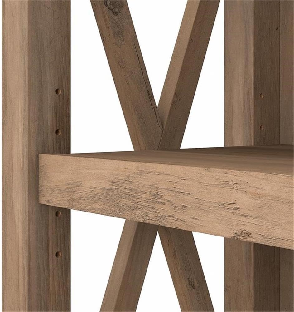 Home Square 5 Shelf Wood Bookcase Set in Reclaimed Pine (Set of 2)