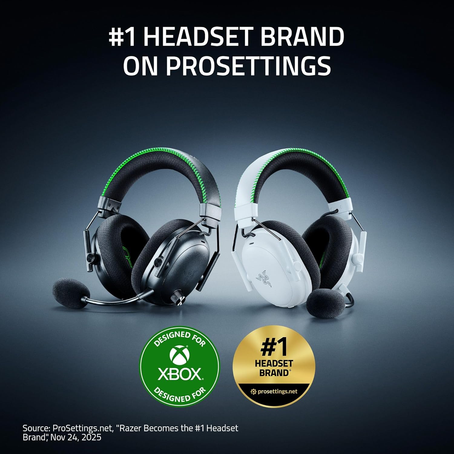 Razer BlackShark V3 Pro Wireless ANC Gaming Headset for Xbox: Full Band Mic - 50mm Driver - 2.4 GHz, Bluetooth, USB, 3.5mm - Works with PC, Mac, PS5, Nintendo Switch - Long Battery Life - White