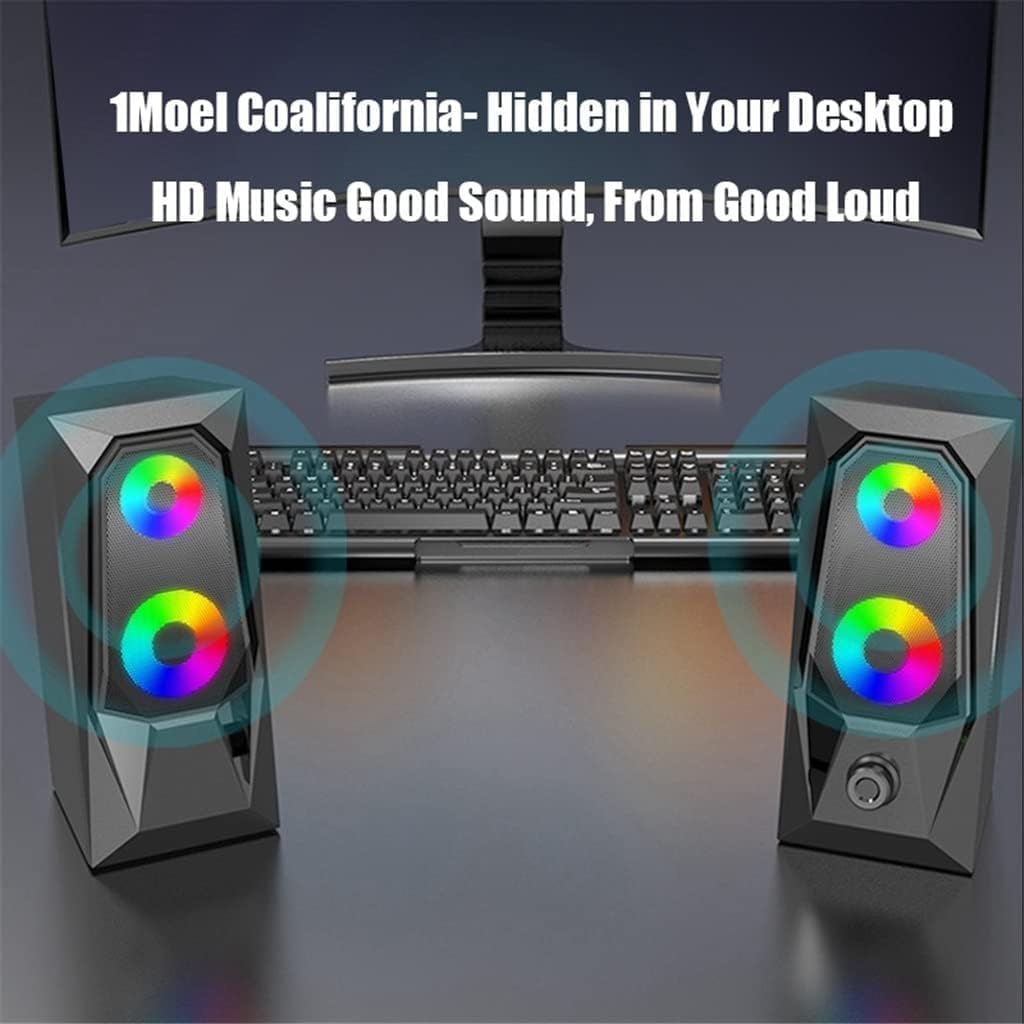 Computer Speakers for Desktop, Computer Speaker Computer Speaker 7 Colors LED Effect Sound Luminous RGB Desktop Computer Audio