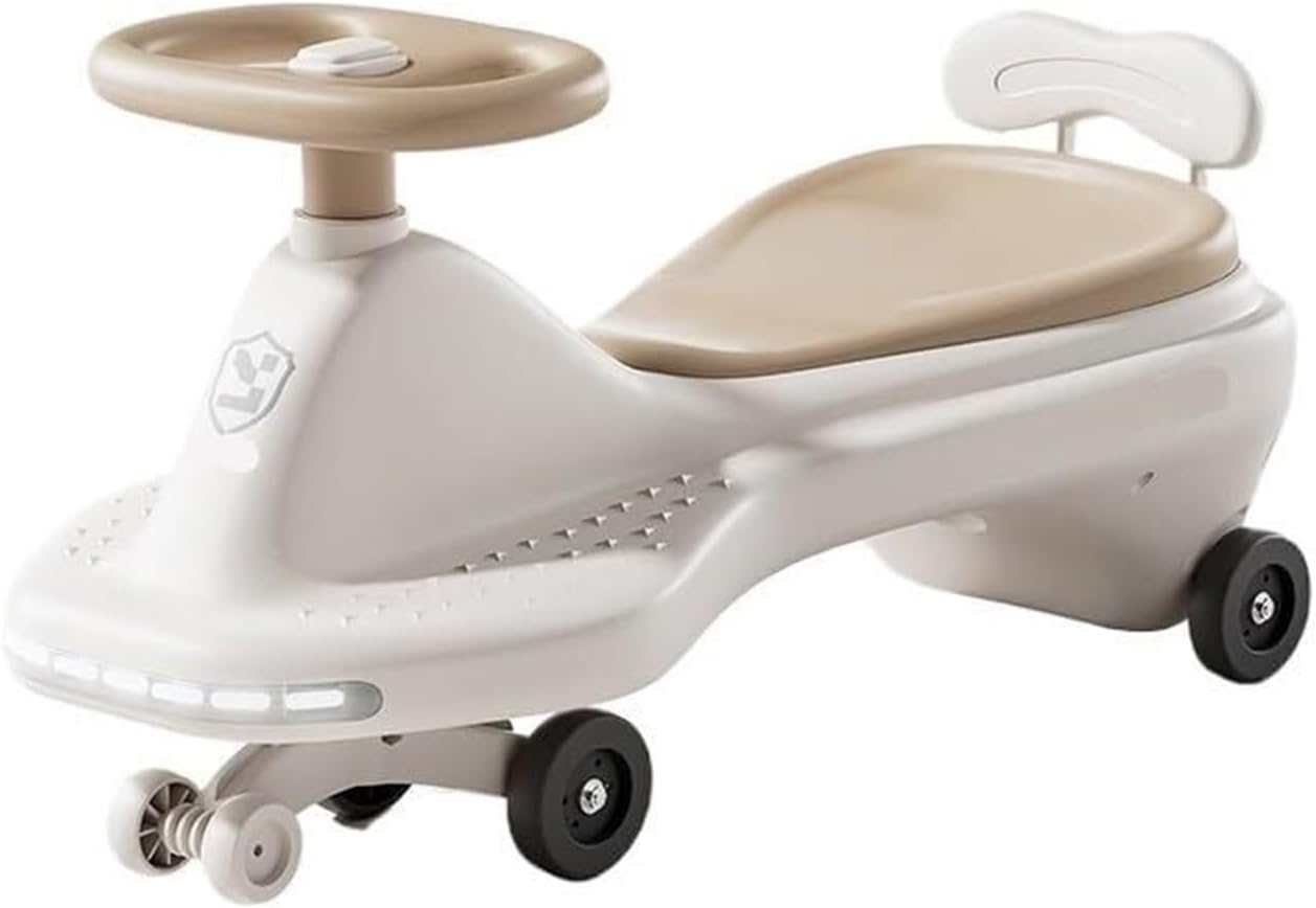 Bicycles Wiggle Car for Kids Ride on Toy with Flashing Wheels and Music Anti-Rollover, Toy Set for Indoor Outdoor Bike(Brown)