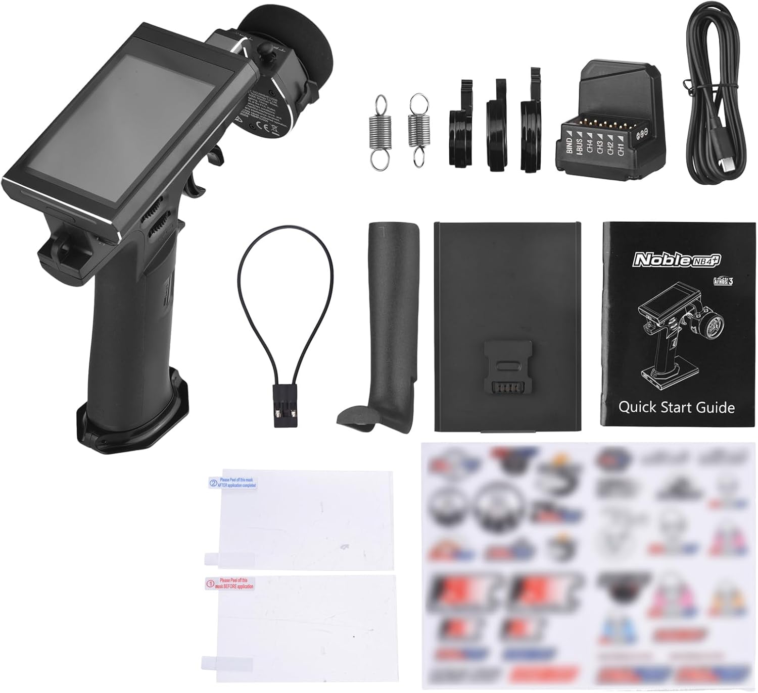 NB4+ Transmitter, 2.4GHz AFHDS 3 Protocol Remote Controller with 3.5 Inch IPS and USB Simulator, for RC Car Boat