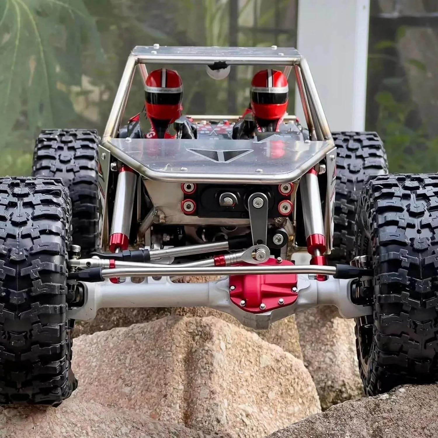 RC Car Accessories Compatible with Axial for SCX10 II VS4-10 for Rock Trucks 1/10 RC Crawler Parts Machined Aluminum Offset Straight Axle Set(Silver,1 Set)