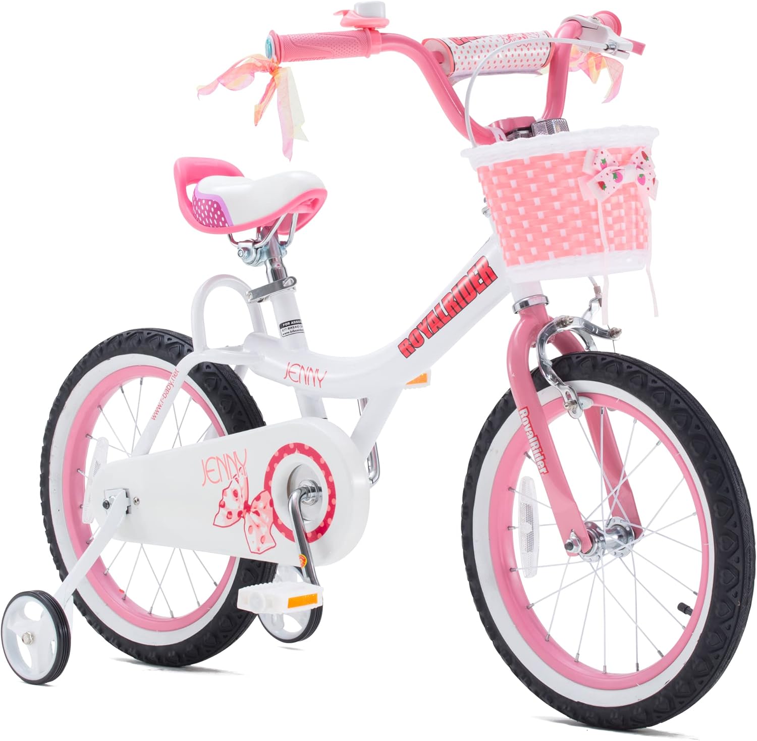 Royalbaby Kids Bikes Bundle with Training Wheels, Kickstand, Basket - Girls Bicycle 16 Inch White & Boys BMX Freestyle Bike 16 Inch Blue