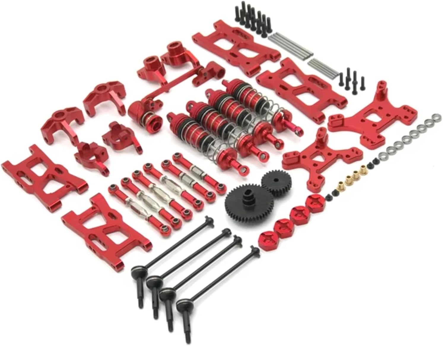 Rc Upgrades Parts For WLtoys 144010 144001 144002 124017 124019 RC Car Parts Metal Upgrade Retrofit 44T 27T Gear Drive Shaft 14 Pack(Silver)