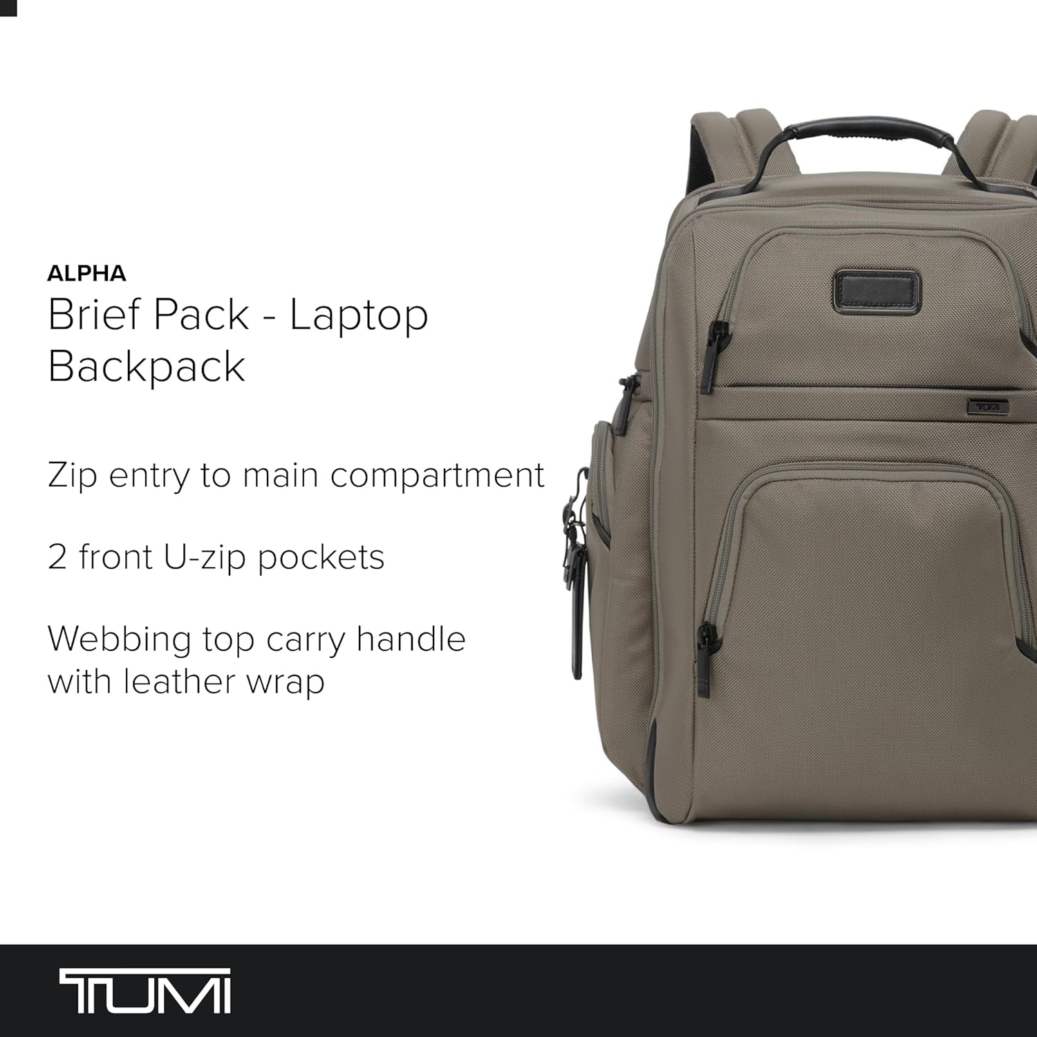 TUMI - Alpha Brief Pack - Men's and Women's Work and Travel Laptop Backpack with Padded Adjustable Strap - Fits Up to 15