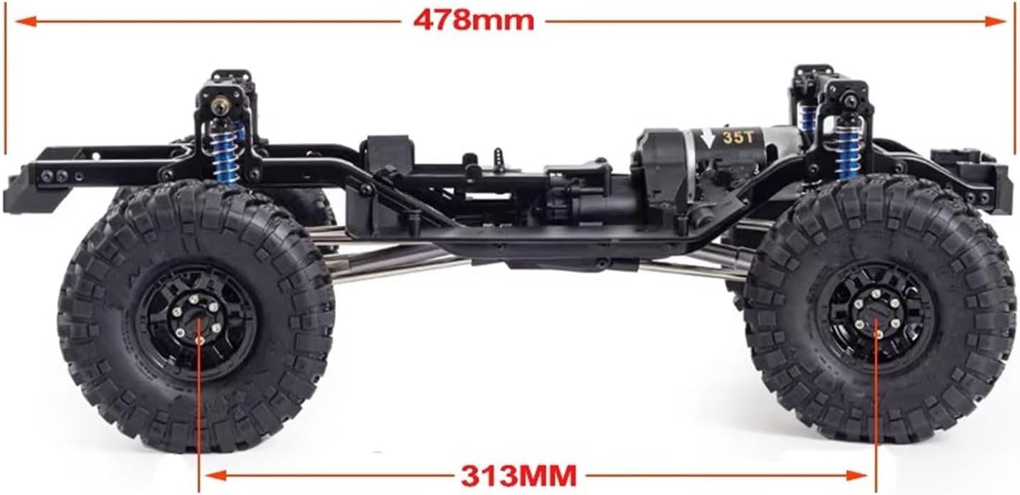 RC Car Parts for Traxxas for TRX4 D90 1/10 313mm Wheelbase Chassis Frame Set with 35T 550 Motor 2 Speed Transmission RC Car Rock Crawler Upgrade Parts(Chassis with Wheels)