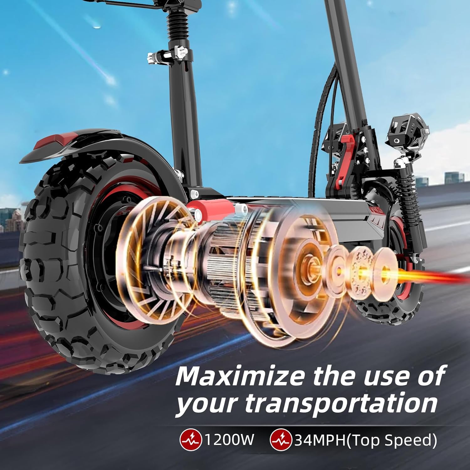 Electric Scooter for Adults, 37 Miles Long Range, 34 Mph, 11