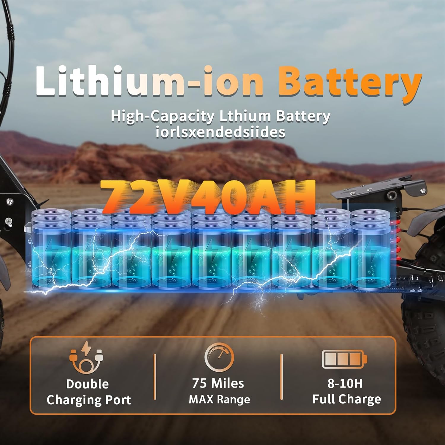 Electric Scooter for Adults, X14-72V Foldable Scooter with Seat, 10KW Motor, 40AH Battery Capacity, 65 Mph Max Speed, 75 Mile Max Range, Dual Charging Port, LCD Instrument, 14'' Off-Road Tires