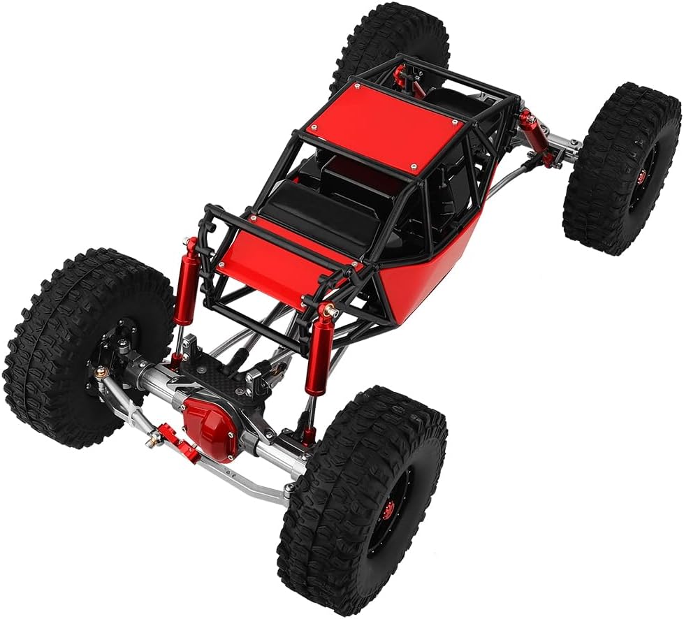 Metal DIY 330mm Wheelbase Rock Buggy Frame Chassis Crawler with SCX10 Straight Axles Nylon Tube Roll Cage for 1/10 RC Crawler Axial SCX10 Upgrades (red)