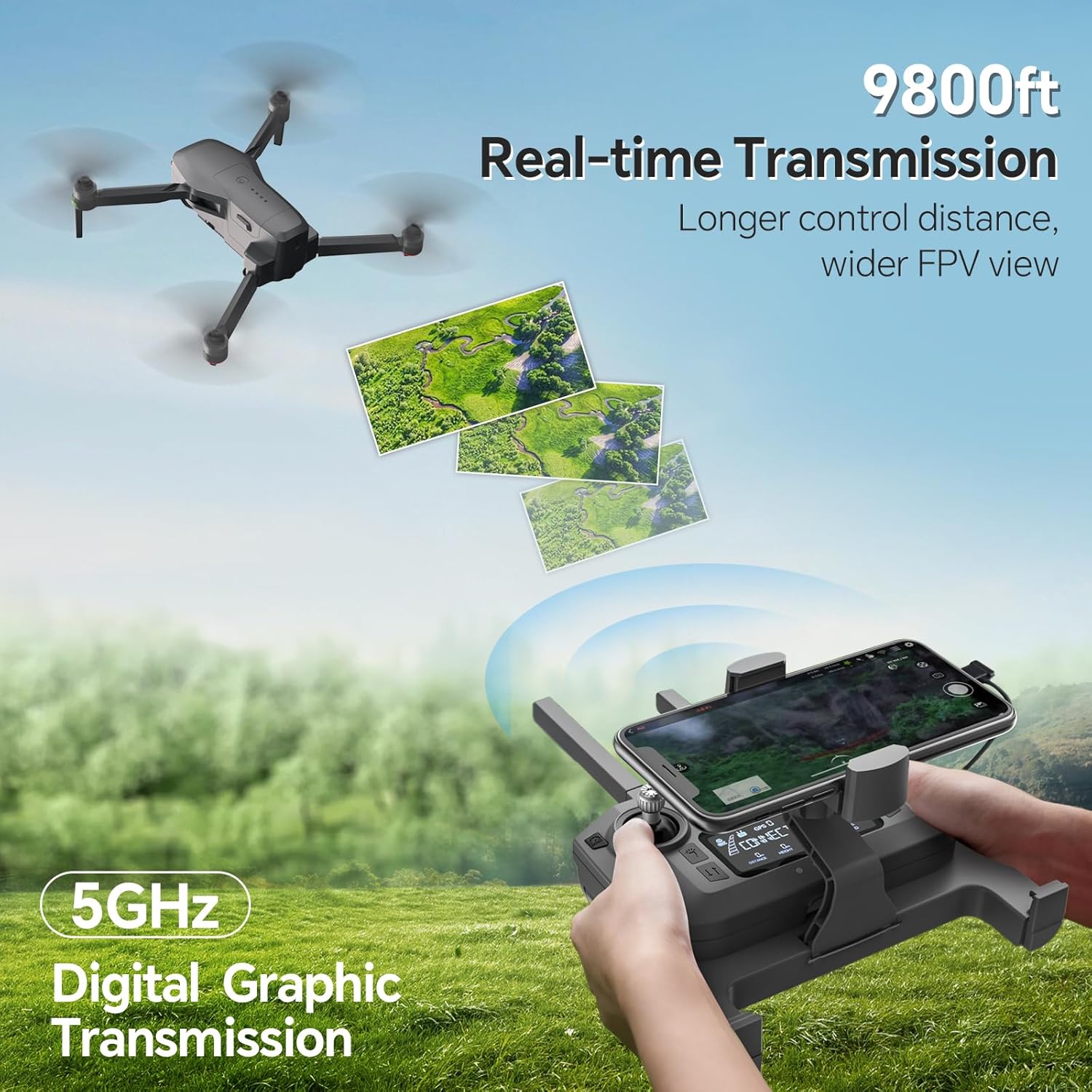 Drones with Camera for Adults 4K Compliance with FAA, 3-Axis Brushless Gimbal, Visual Obstacle Avoidance, Digital Transmission, 2 Batteries 60 Min Flight Time, GPS Auto Return, Follow Me, 9800FT Transmission Range, Encircling Flight