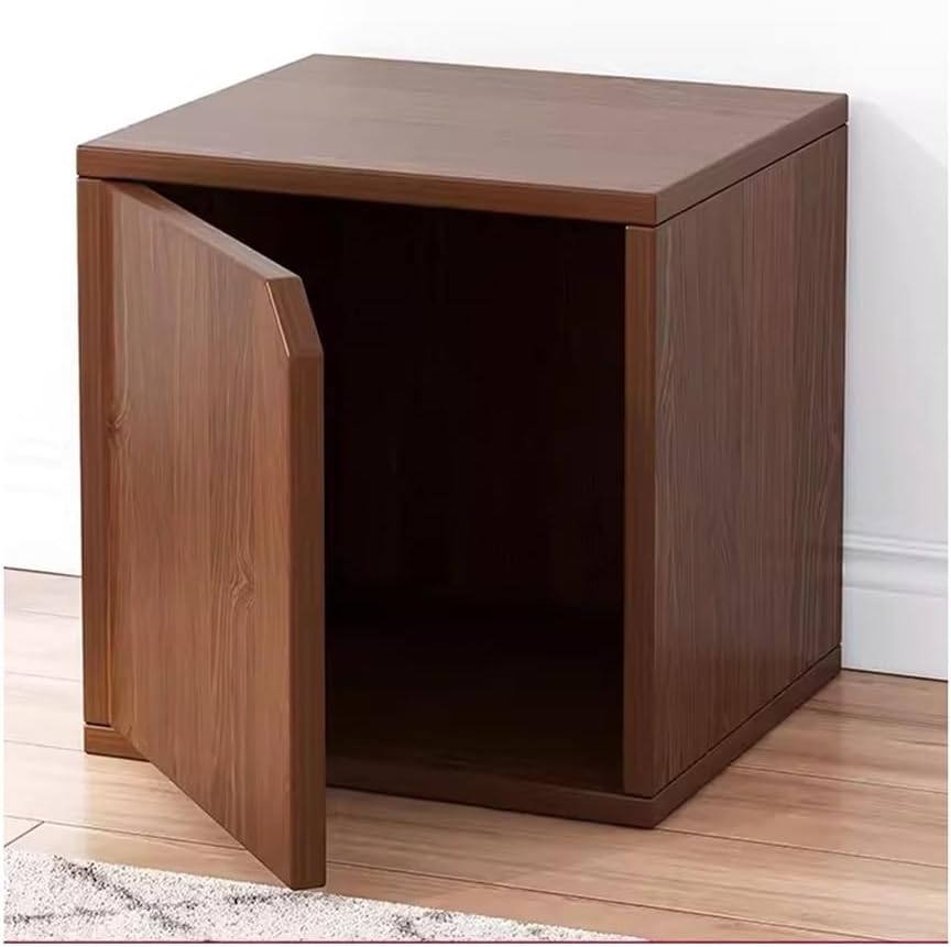 Zfmnoyev 1 Tier Stackable Storage Cube,Floor Simple Bookcase,Cubby Organize,Free Combination Lattice Cabinet,Bookshelf, with Door Small Cabinet Storage Locker (Color : Brown-B, Size : 30x30x30cm)