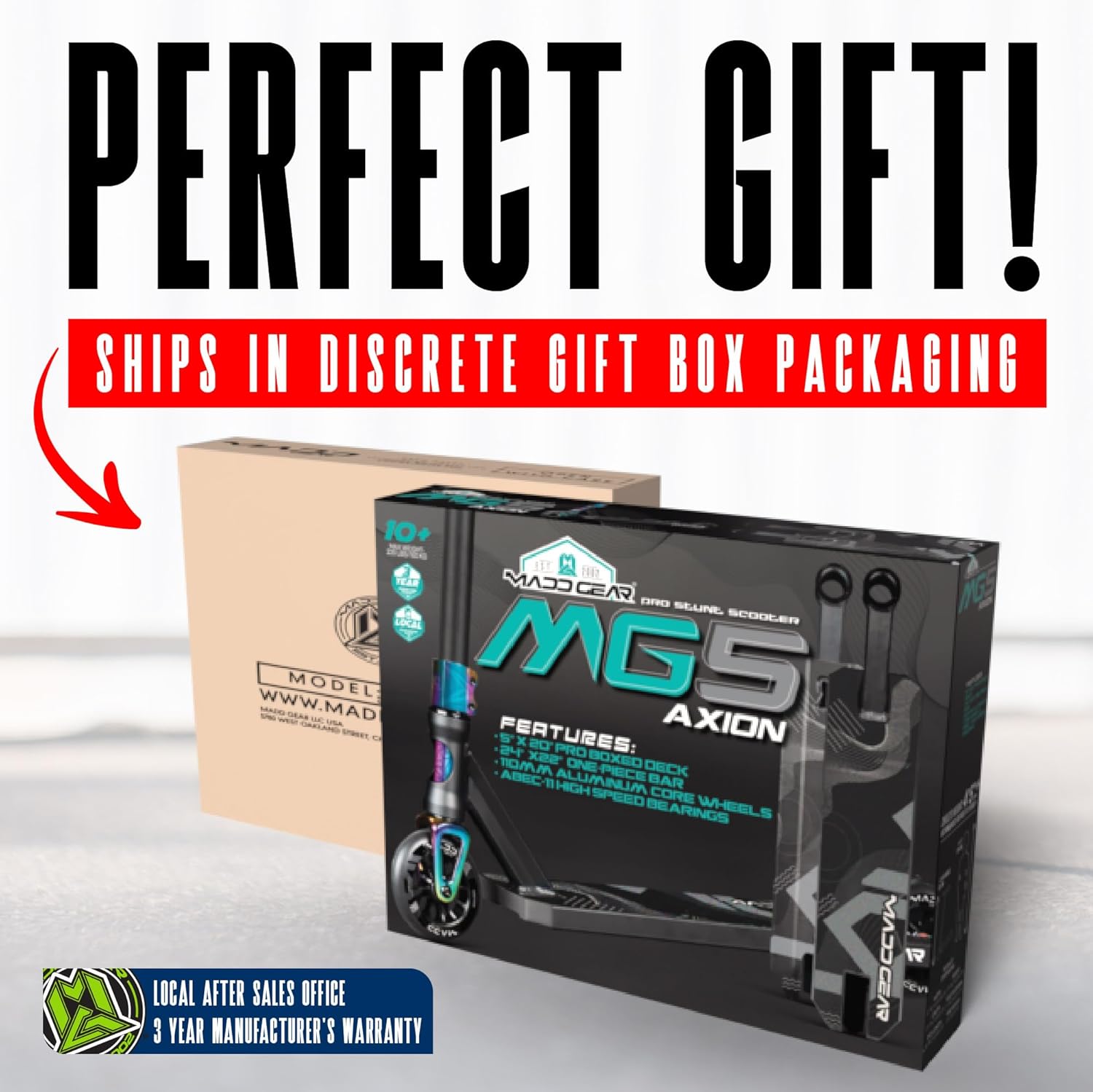 Pro Stunt Scooter for Kids and Teens Ages 8-12 – Lightweight Durable Trick Scooter for Skatepark and Street – Easy Assembly – Madd Gear MG5