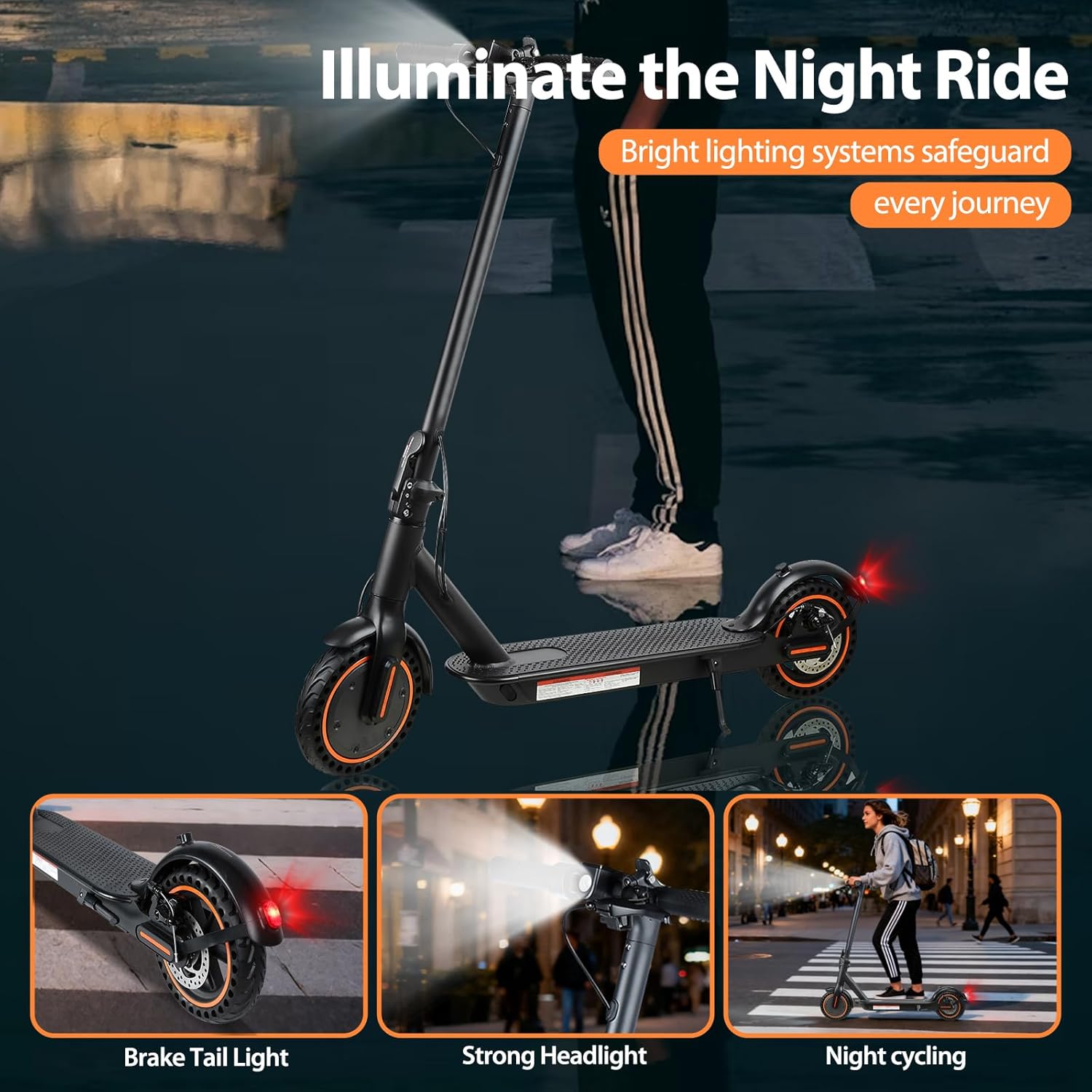 Fast Electric Scooters,Portable Folding Commuter E Scooter,19Mph Speed & 21 Miles Long Range E Scooter w/Double Braking System & App Control, 500W Motor, 8.5