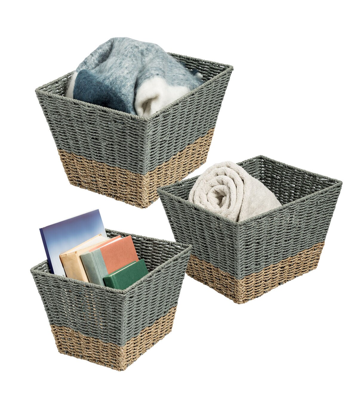Honey Can Do 17 Seagrass Square Nesting Baskets 3ct