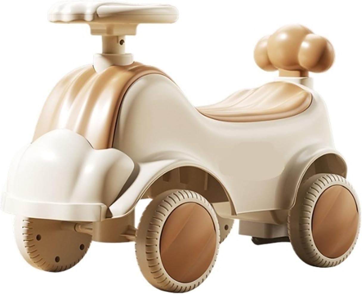 Wiggle Scooter Sliding Car 4 Wheels Ride On Push Car with Steering Wheel Anti-Rollover Ride On Toys for Boys and Girls(Brown)