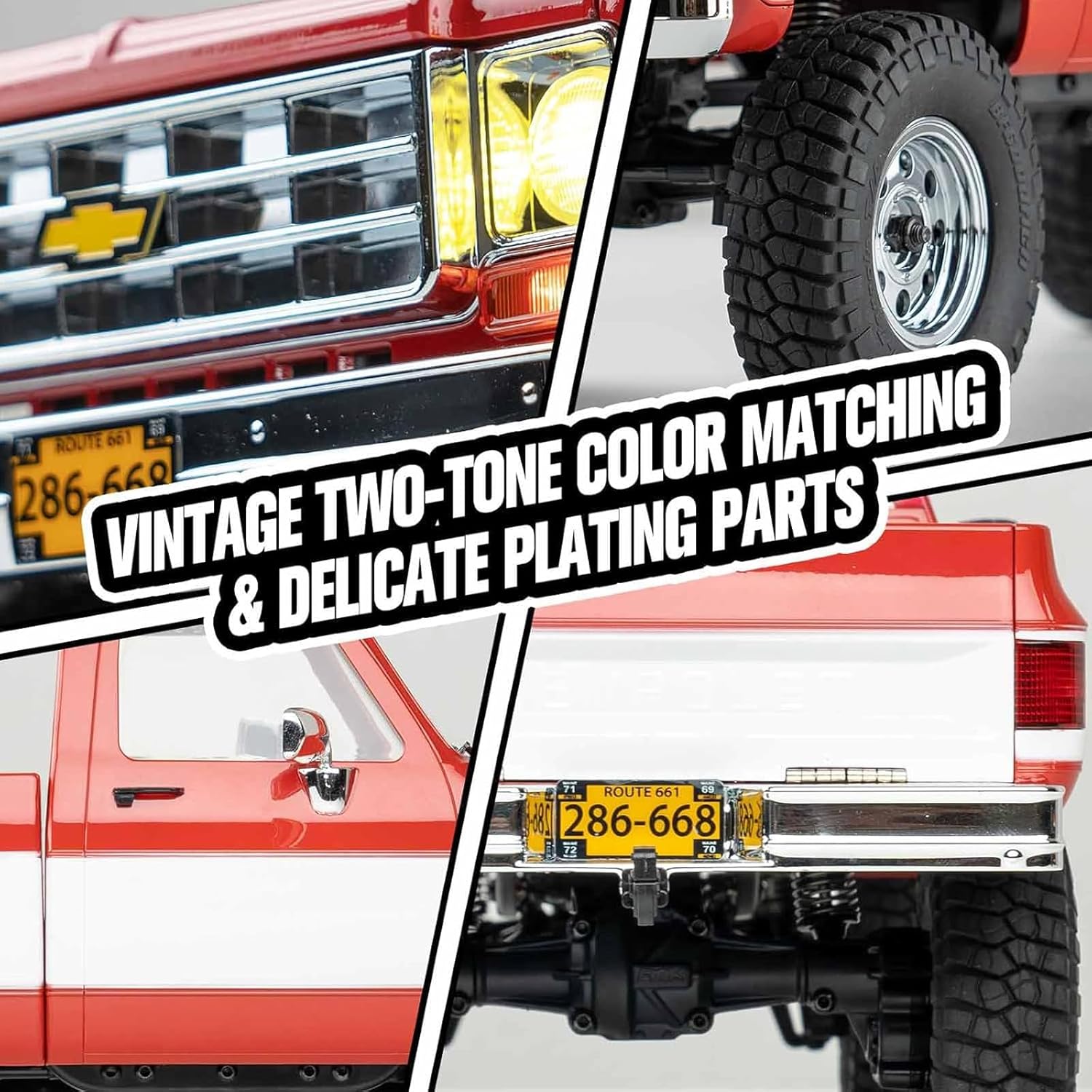 EAZYRC FMS 1/18 FCX18 Chevy K10 RC Crawler RTR with License Red, RC Pickup Truck 4x4 Chevy Hobby Grade 2-Speed Transmission Monster Truck for Adults with Led Light(Black)