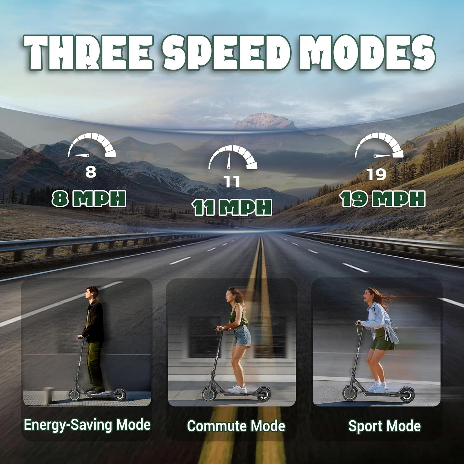 VOLPAM Electric Scooter Adult, 19 MPH & 15 Miles Range, 350W Motor, 8.5