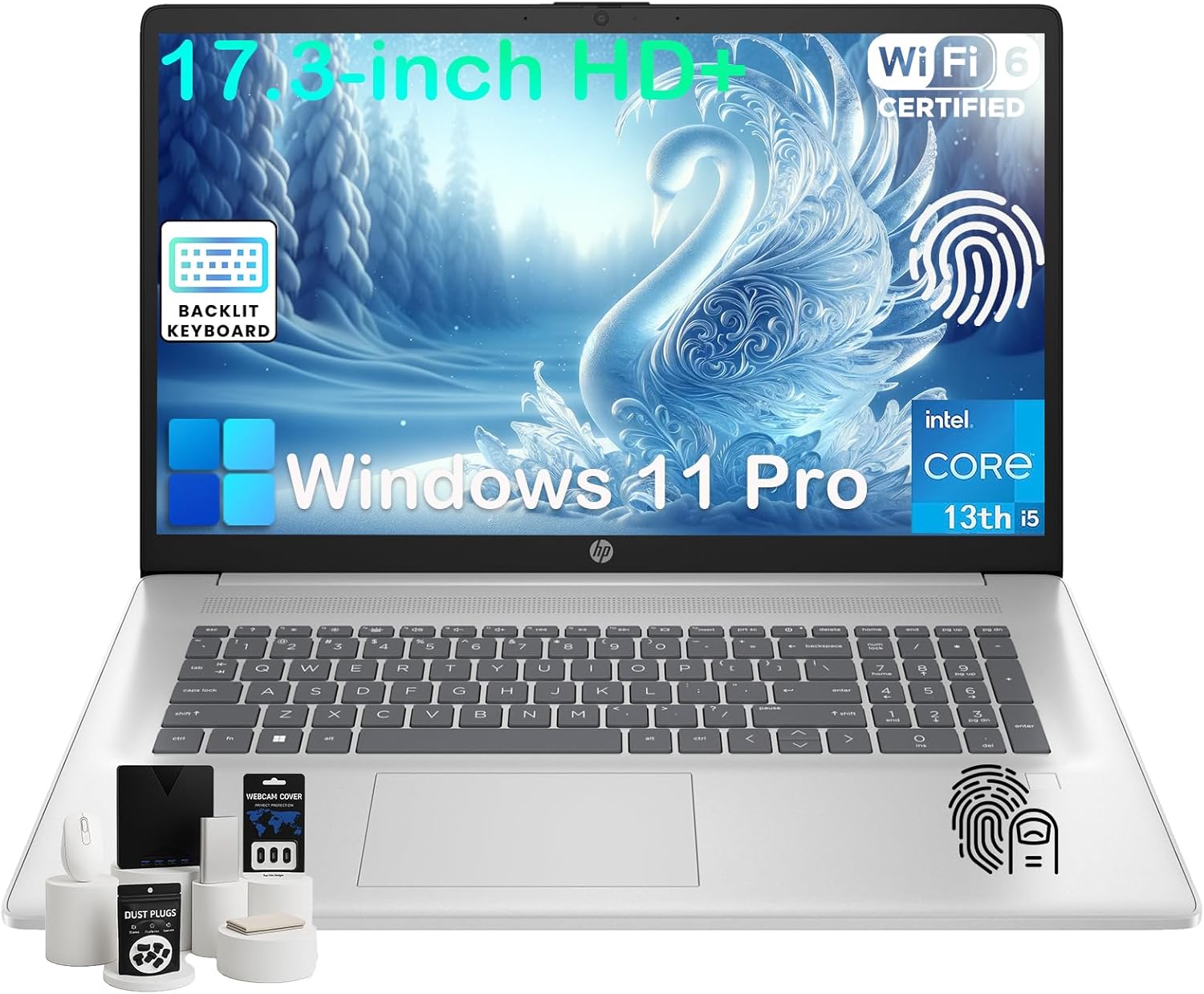 HP 17 Laptop Computer for Business, 64GB RAM, 2TB SSD, Intel 10-Core i5-1334U, 17.3