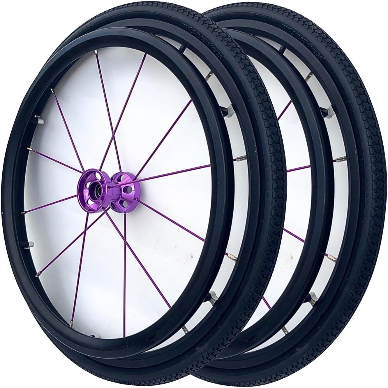 24 Inch Sports Wheelchair Wheel Replacement, Inflatable Rear Wheel with Aluminum Alloy Spoke Hub for Walkers Scooter(Purple)