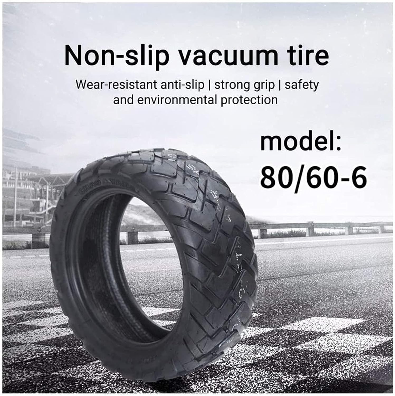 10 Inch Solid Tire 80/60-6 for Electric Scooter E-Bike, Road Tires, Non-Slip, Wear-Resistant, Thick Rubber, Maintenance-Free and Puncture-Resistant