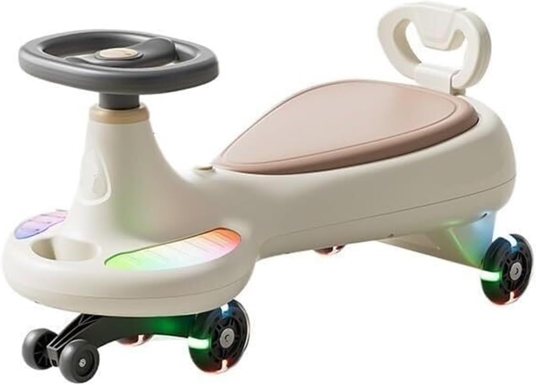 Bicycles Wiggle Car for Kids Swing Car with Flashing Wheels, Indoor Outdoor Ride on Toy for Kids 3 Yrs and UP Bike(Brown)